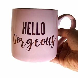 Slant Collections Ceramic Light Pink / Gold HELLO Gorgeous Coffee Mug 20oz